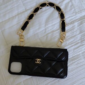 Chanel Iphone case Black Gold